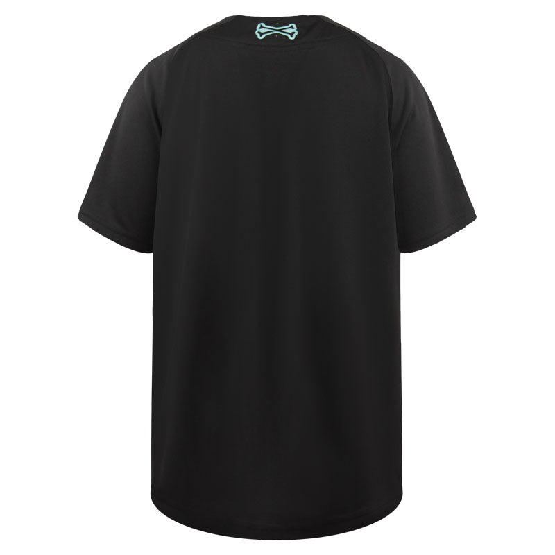 Black mint jersey by Crowdead. Rear view.