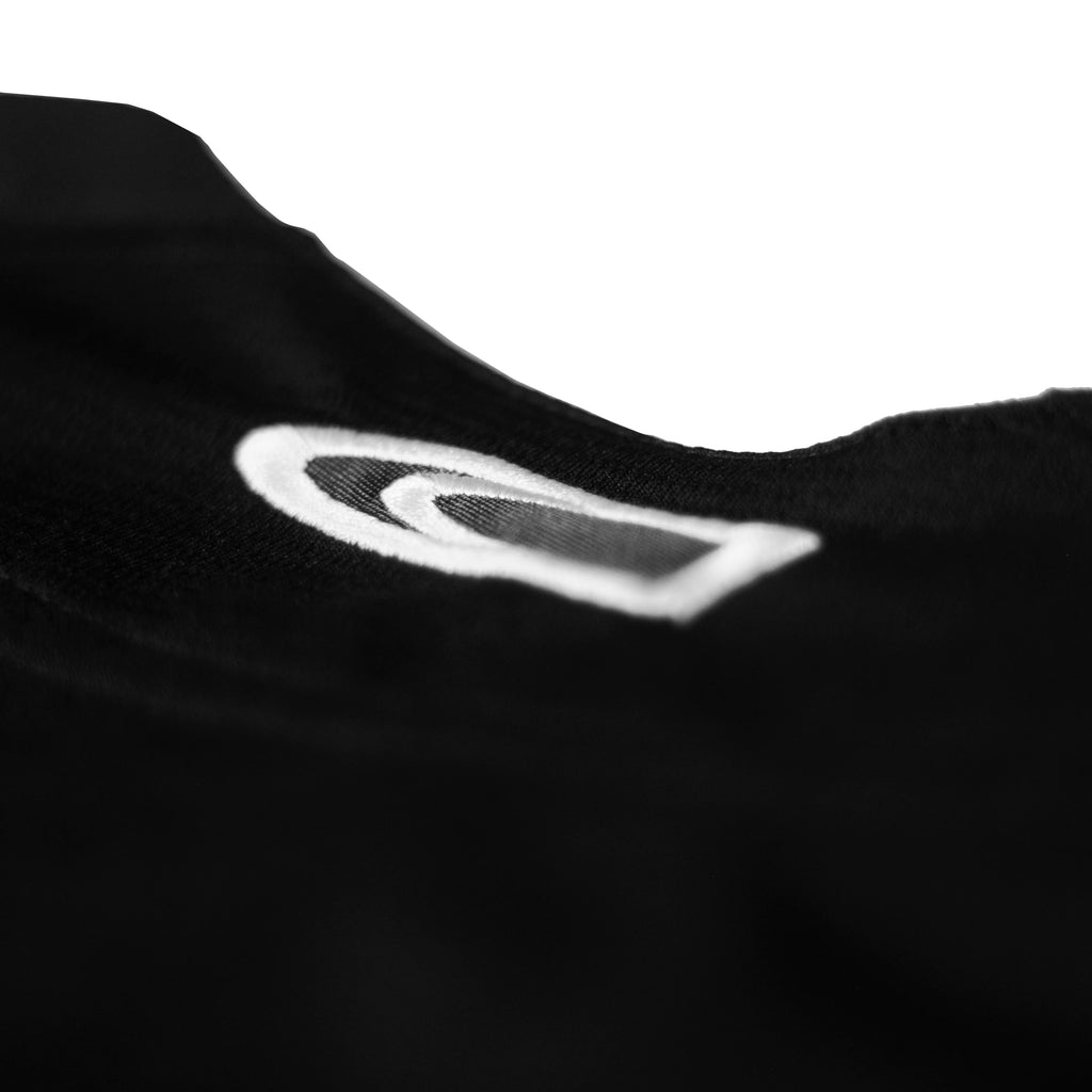 Classic B&W jersey by Crowdead. Back CD Bullet embroidery closeup