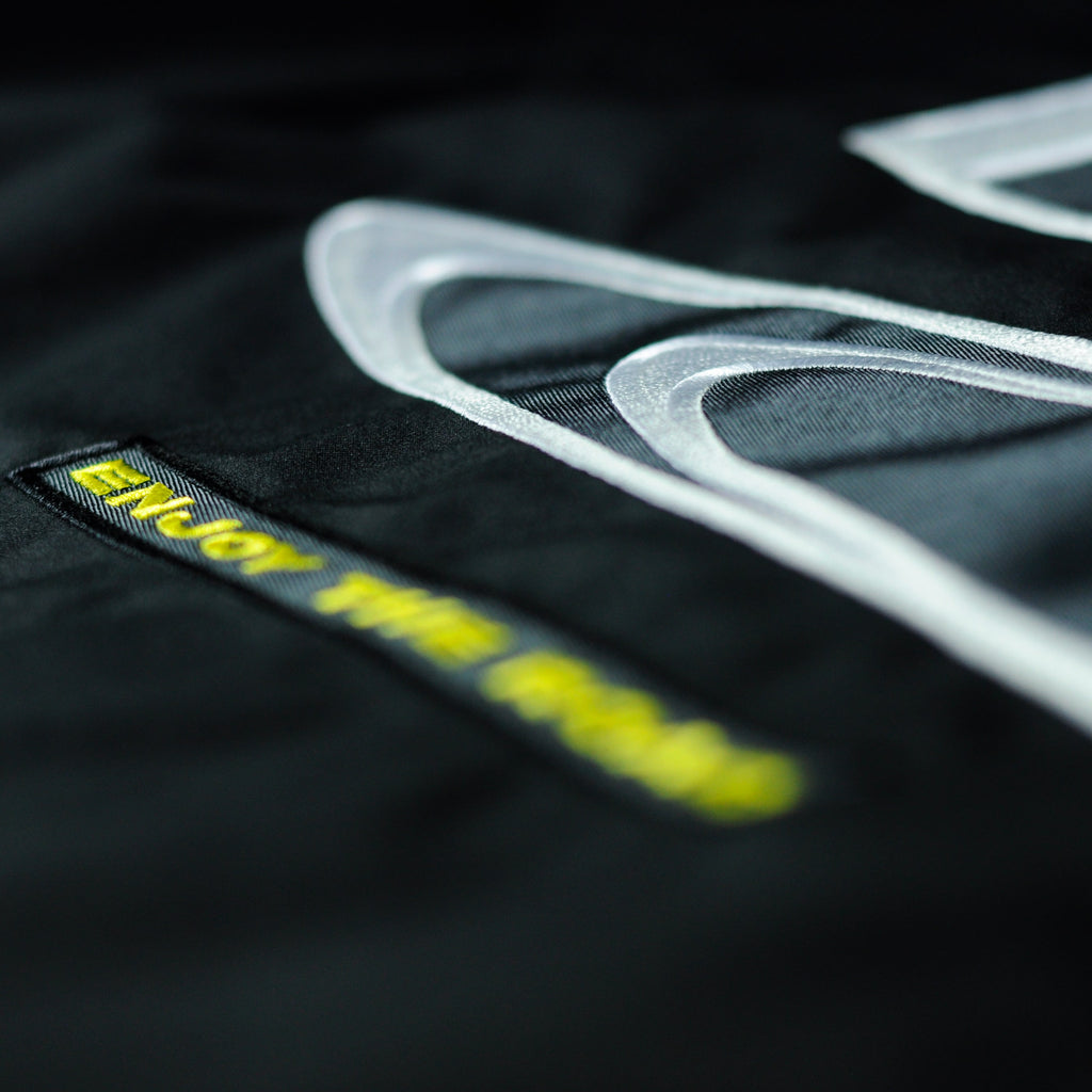 Enjoy the Road jacket by Crowdead. Back Enjoy the Road embroidery closeup.