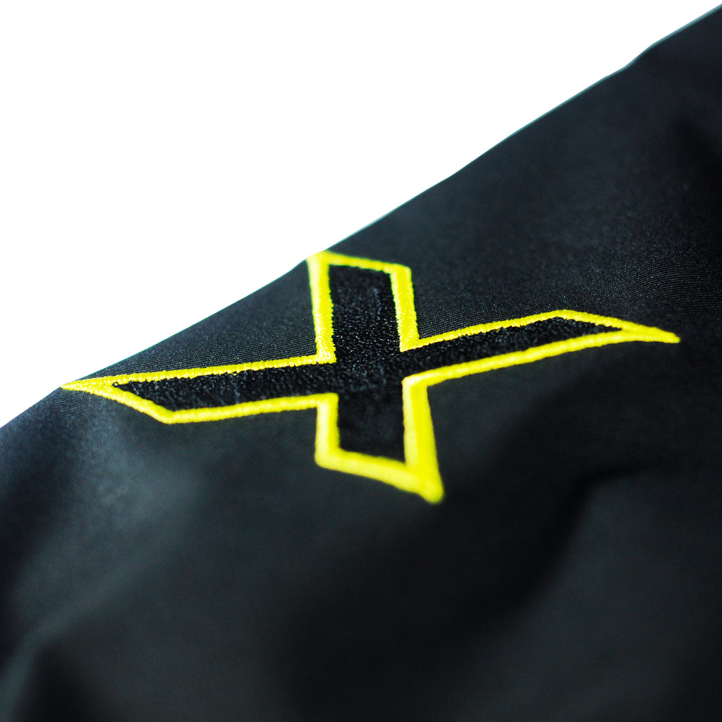 Enjoy the Road jacket by Crowdead. Sleeve X embroidery closeup.