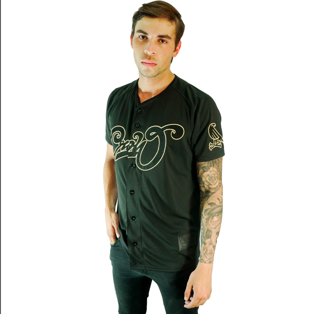 Model weating The New Gold jersey by Crowdead.